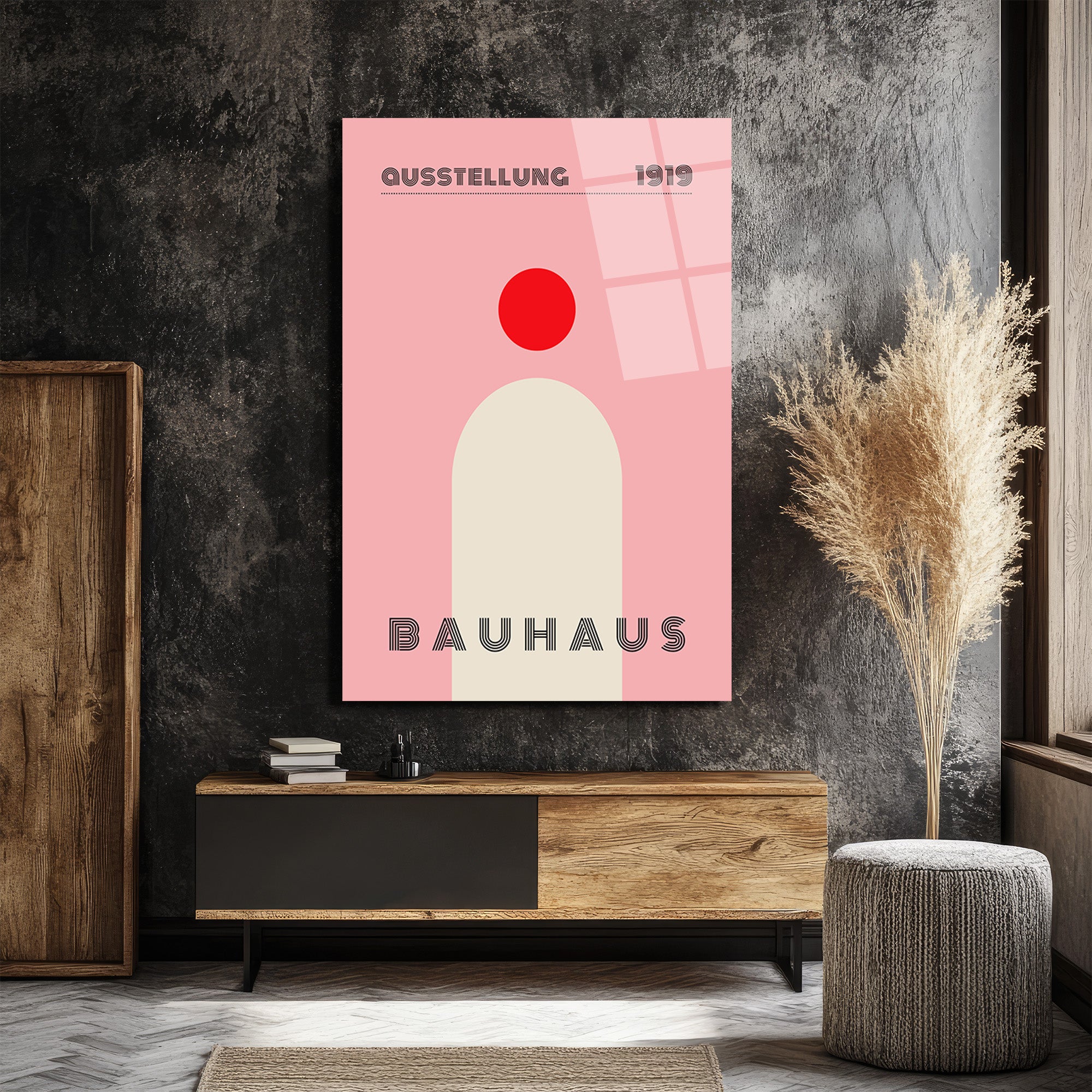 Ausstellung 1919 Bauhaus Estetiği Pembe Cam Tablo