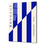 Bauhaus Esintili Mavi Çizgili Modern Cam Tablo