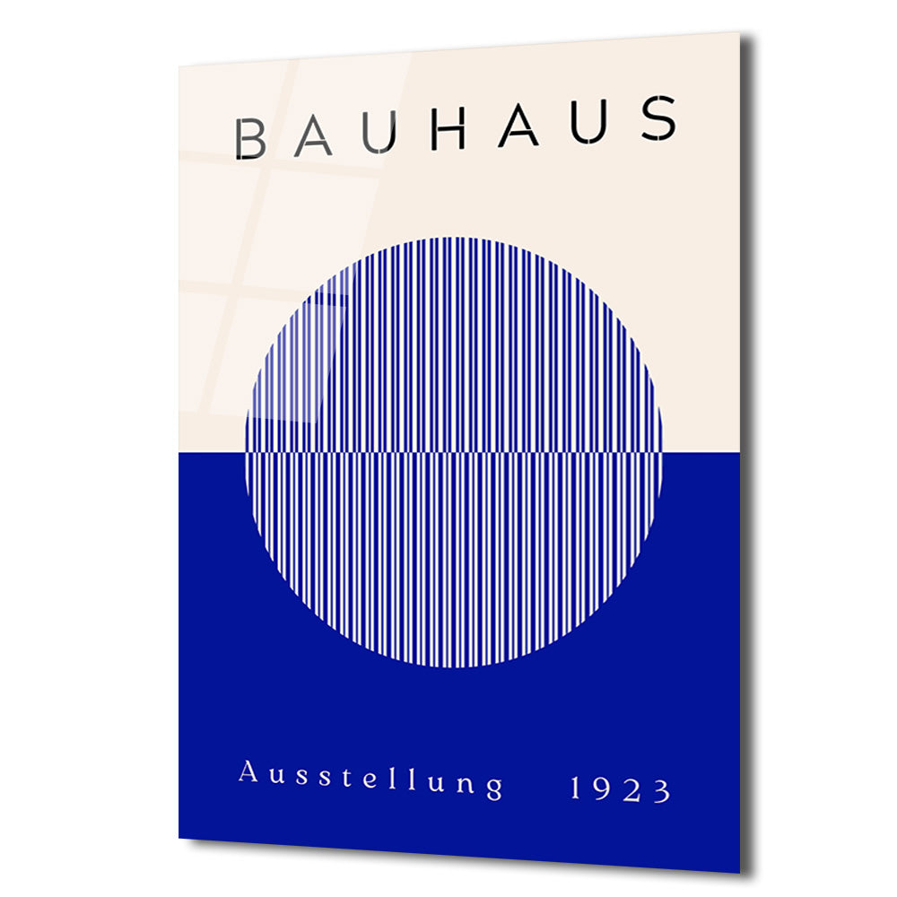 Bauhaus Sanatının Zamansız Yansıması: Modern Mavi Çizgili Cam Tablo