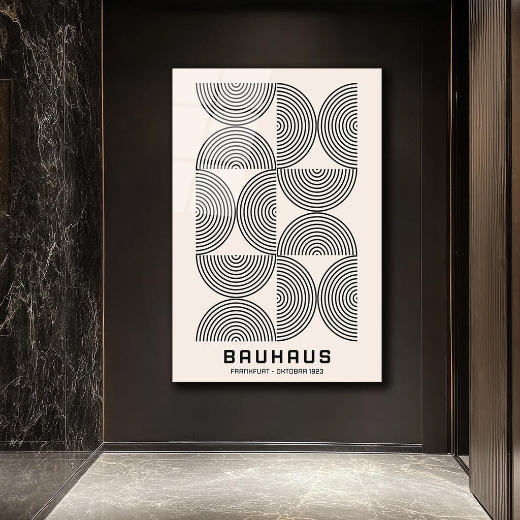 Bauhaus Minimalist Geometrik Sanat Cam Tablo