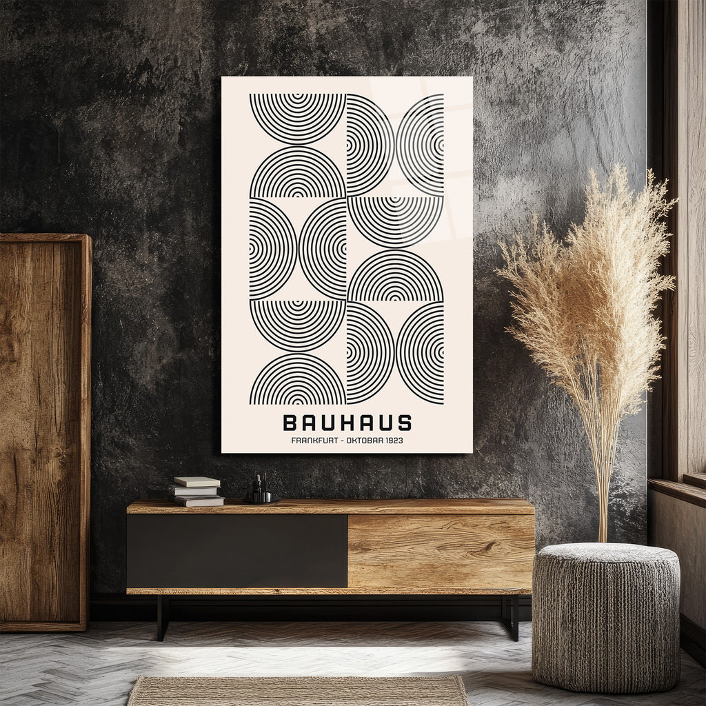 Bauhaus Minimalist Geometrik Sanat Cam Tablo