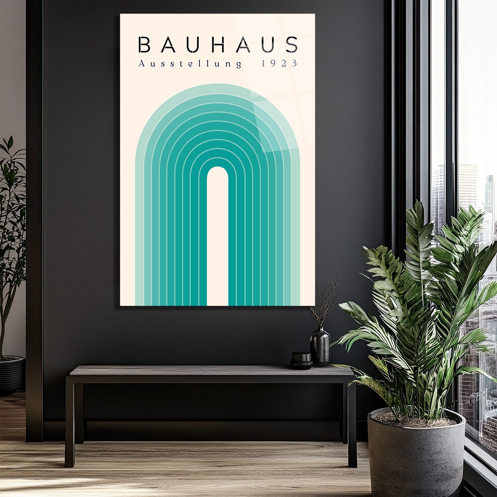 Bauhaus Ausstellung 1923 Minimalist Cam Tablo - Aqua Tonları