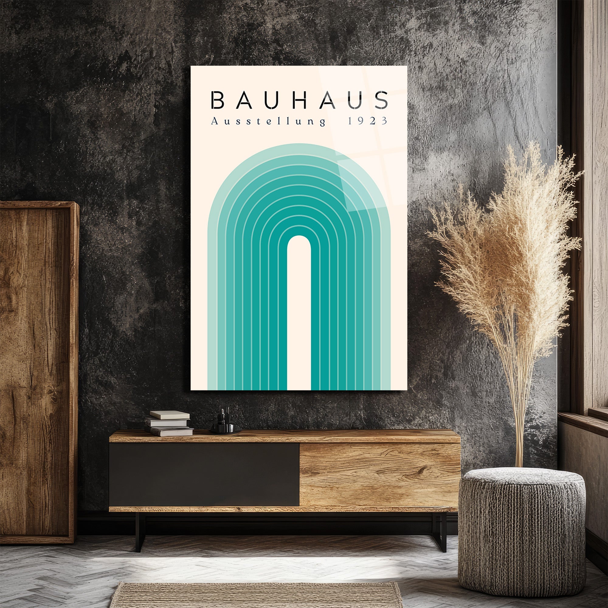 Bauhaus Ausstellung 1923 Minimalist Cam Tablo - Aqua Tonları