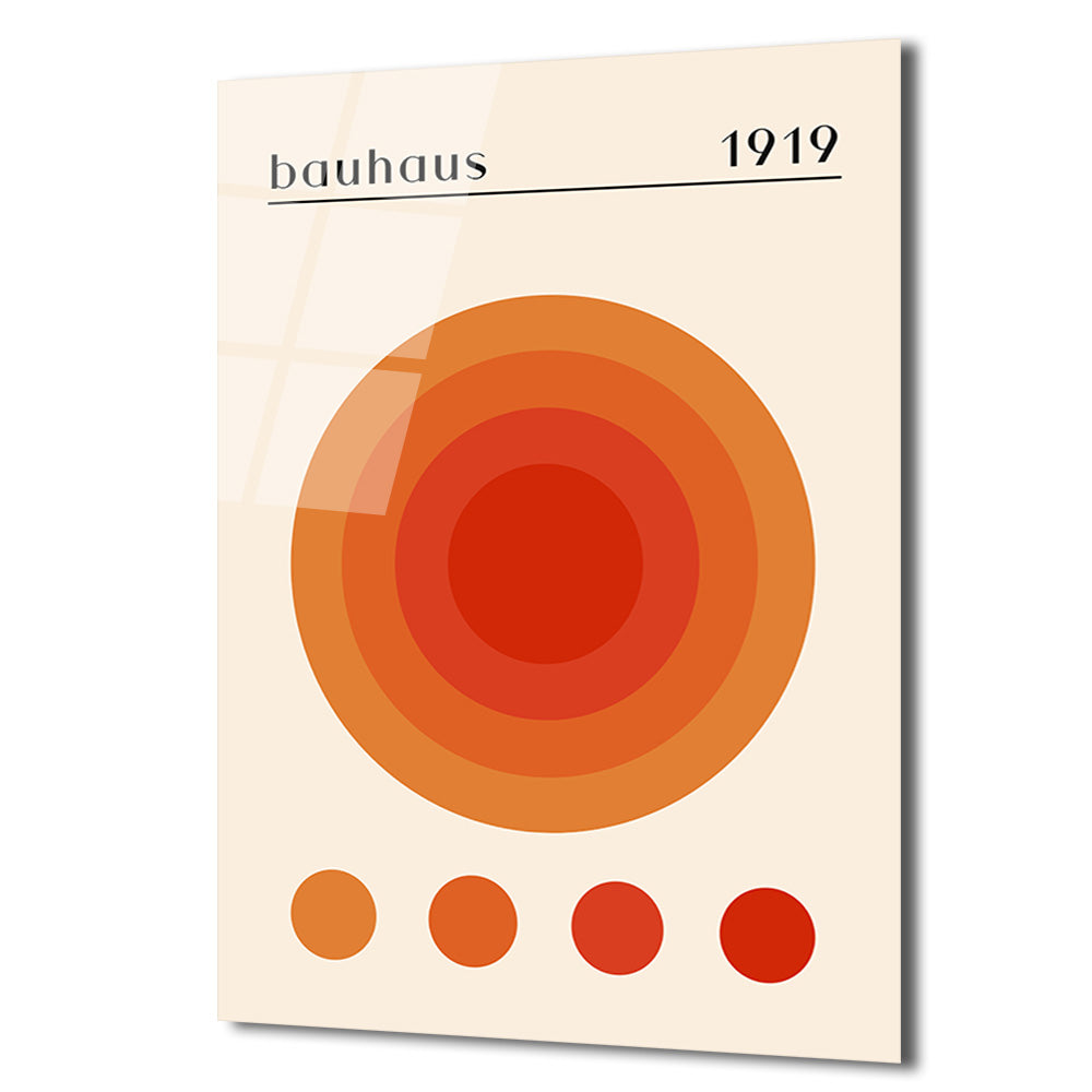 Bauhaus 1919 Güneş Desenli Turuncu Cam Tablo