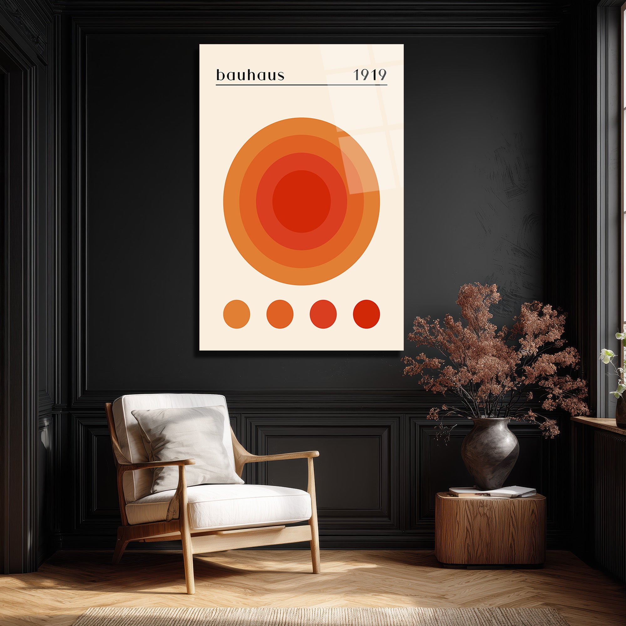 Bauhaus 1919 Güneş Desenli Turuncu Cam Tablo