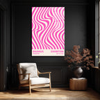 Bauhaus Sergisi Pembe Optik İllüzyon Cam Tablo