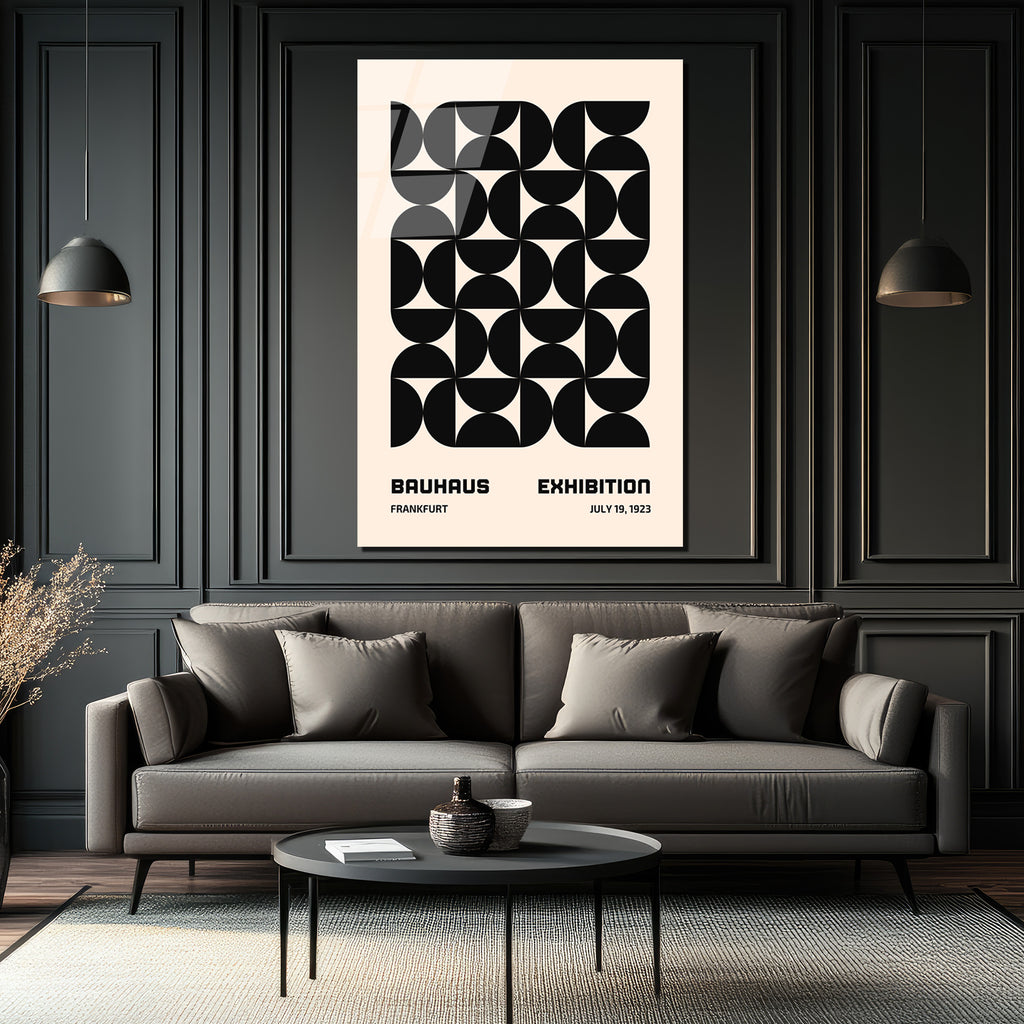 Bauhaus Geometrik Desenli Modern Cam Tablo