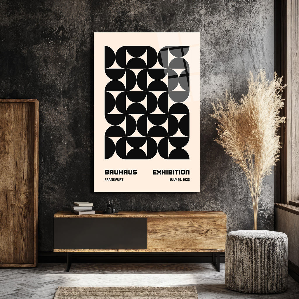 Bauhaus Geometrik Desenli Modern Cam Tablo