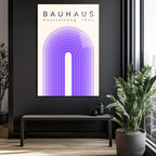 Bauhaus Estetiği Mor Tonlar Cam Tablo - Modern Sanat Koleksiyonu