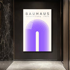 Bauhaus Estetiği Mor Tonlar Cam Tablo - Modern Sanat Koleksiyonu