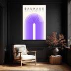 Bauhaus Estetiği Mor Tonlar Cam Tablo - Modern Sanat Koleksiyonu