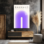 Bauhaus Estetiği Mor Tonlar Cam Tablo - Modern Sanat Koleksiyonu
