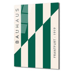 Bauhaus Yeşil Çizgili Sanat Cam Tablo - Modern Duvar Dekoru