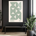 Bauhaus Geometrik Yeşil Desenli Cam Tablo