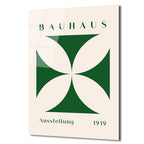 Bauhaus Estetiği Yeşil Çapraz Desen Cam Tablo
