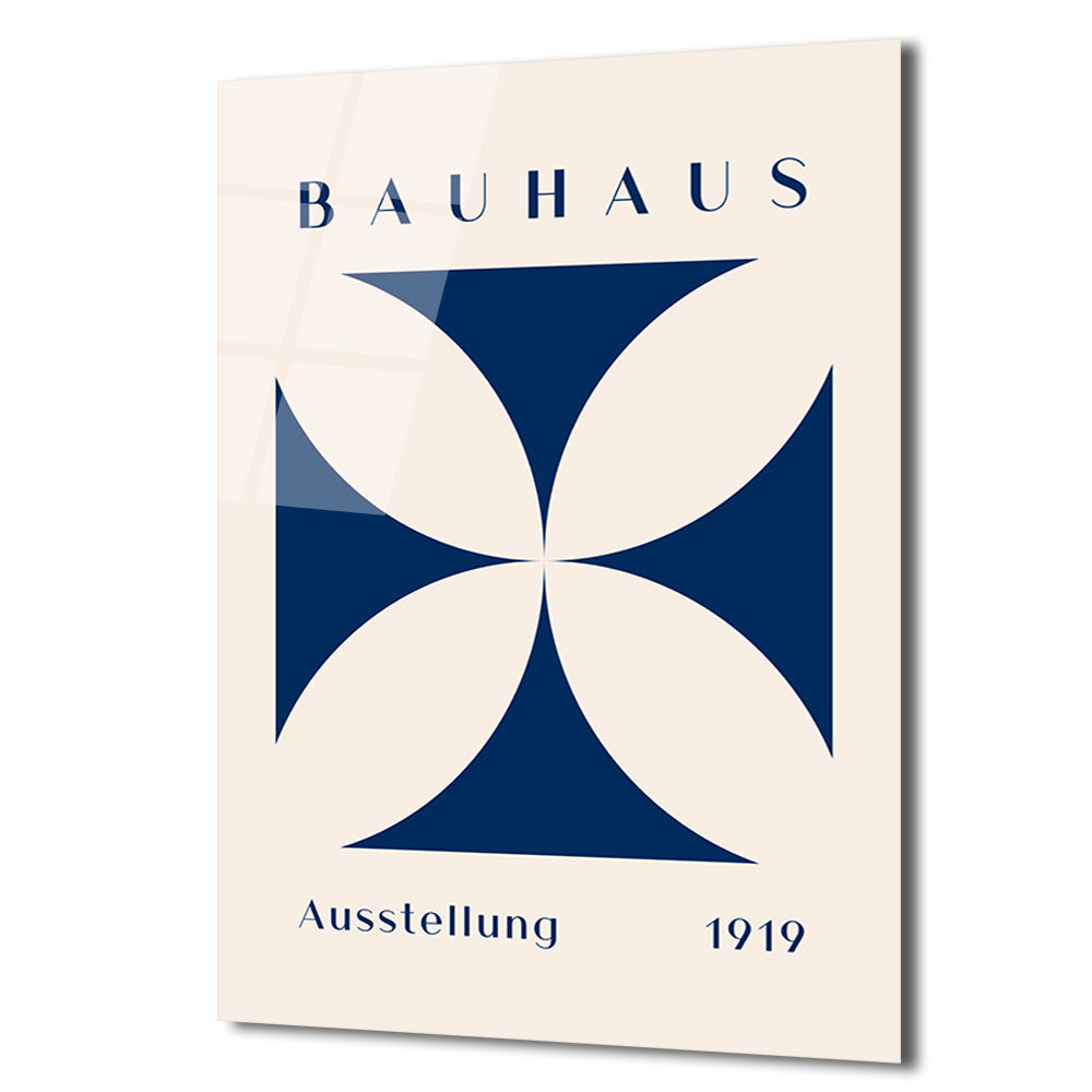 Bauhaus Ausstellung 1919 Mavi Geometrik Cam Tablo