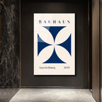 Bauhaus Ausstellung 1919 Mavi Geometrik Cam Tablo