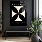 Bauhaus Minimalist Geometrik Cam Tablo - Siyah Beyaz Sanat Eseri
