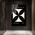 Bauhaus Minimalist Geometrik Cam Tablo - Siyah Beyaz Sanat Eseri