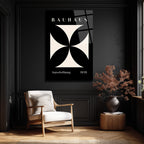 Bauhaus Minimalist Geometrik Cam Tablo - Siyah Beyaz Sanat Eseri