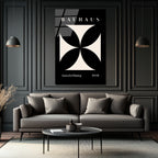 Bauhaus Minimalist Geometrik Cam Tablo - Siyah Beyaz Sanat Eseri