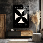 Bauhaus Minimalist Geometrik Cam Tablo - Siyah Beyaz Sanat Eseri
