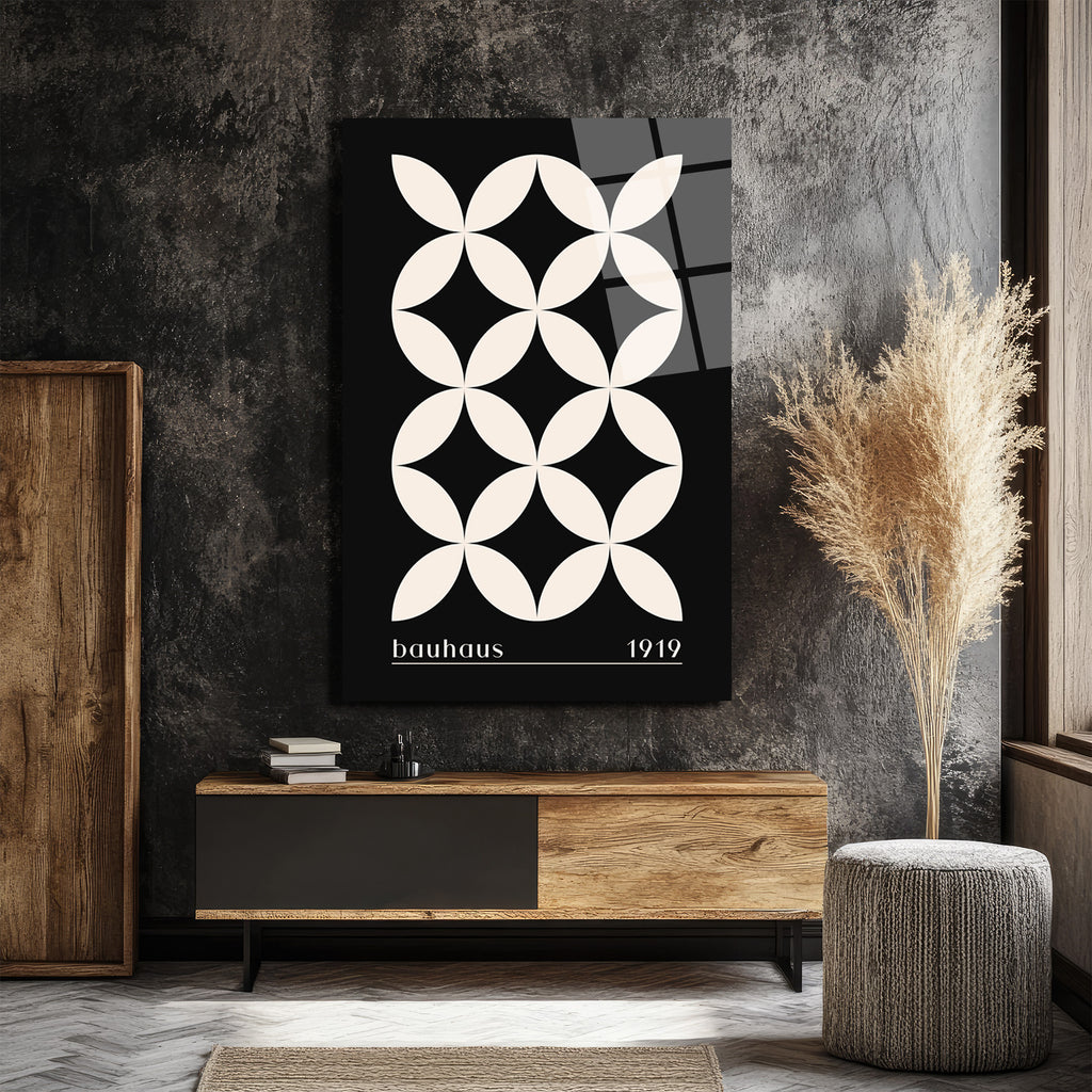 Bauhaus 1919 Geometrik Minimalist Desenli Cam Tablo