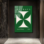 Bauhaus 1919 Yeşil Geometrik Desenli Modern Cam Tablo