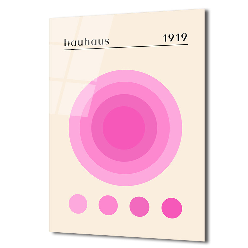 Bauhaus 1919 Pembe Daireler Modern Tasarım Cam Tablo