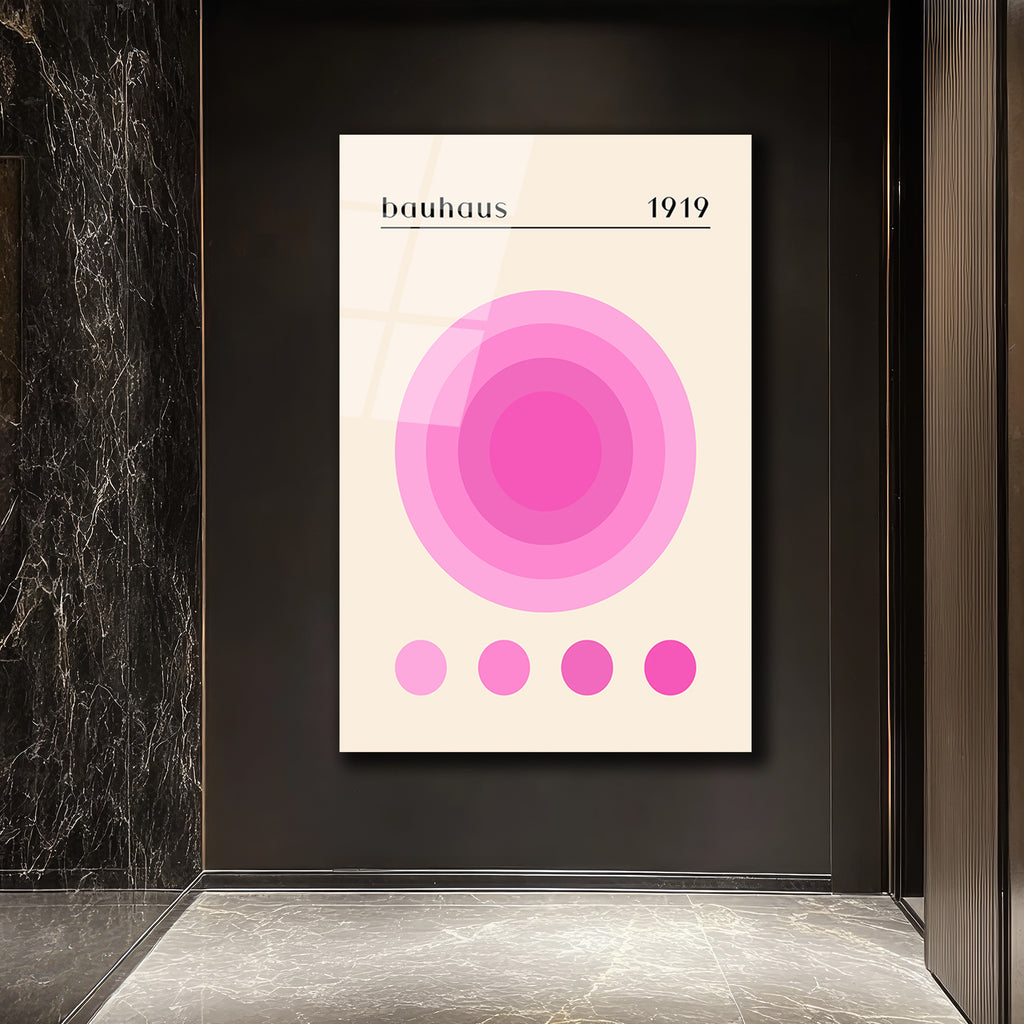 Bauhaus 1919 Pembe Daireler Modern Tasarım Cam Tablo