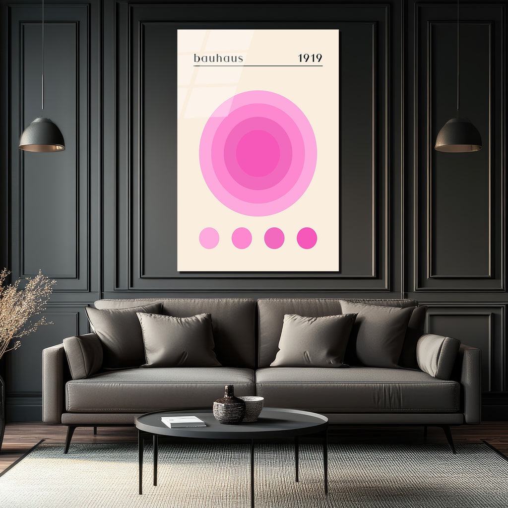 Bauhaus 1919 Pembe Daireler Modern Tasarım Cam Tablo
