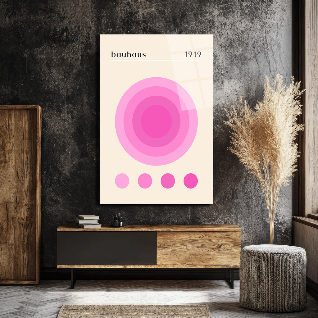 Bauhaus 1919 Pembe Daireler Modern Tasarım Cam Tablo