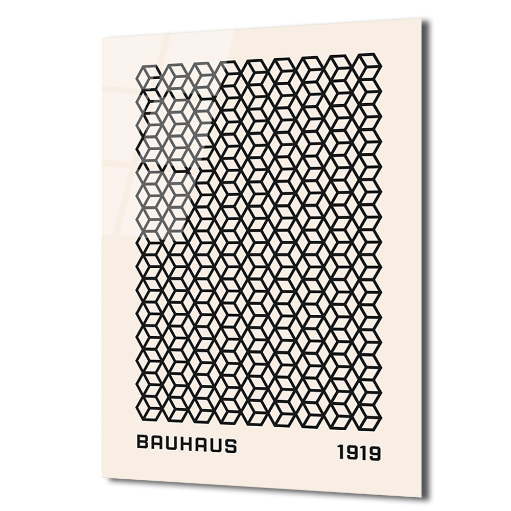 Bauhaus Geometrik Küpler Cam Tablo - Minimalist Sanat Dekorasyonu