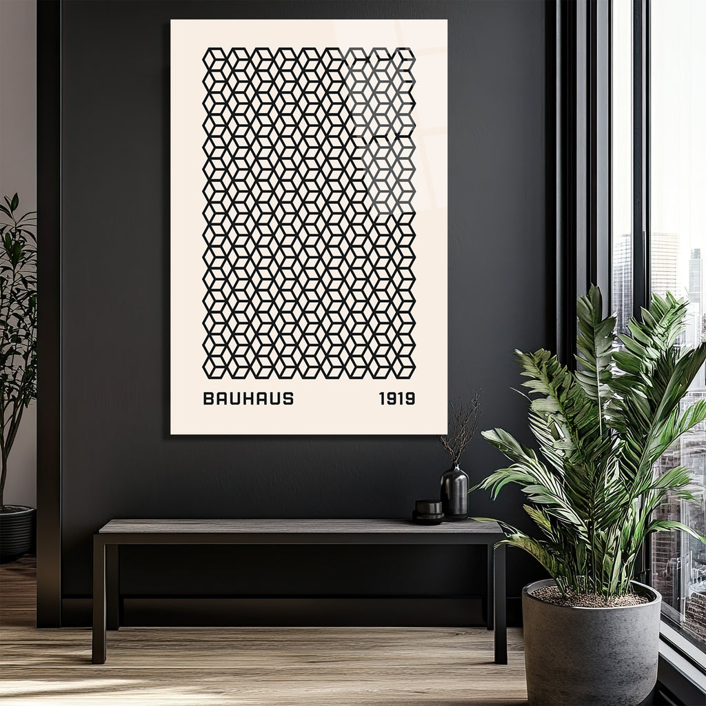 Bauhaus Geometrik Küpler Cam Tablo - Minimalist Sanat Dekorasyonu