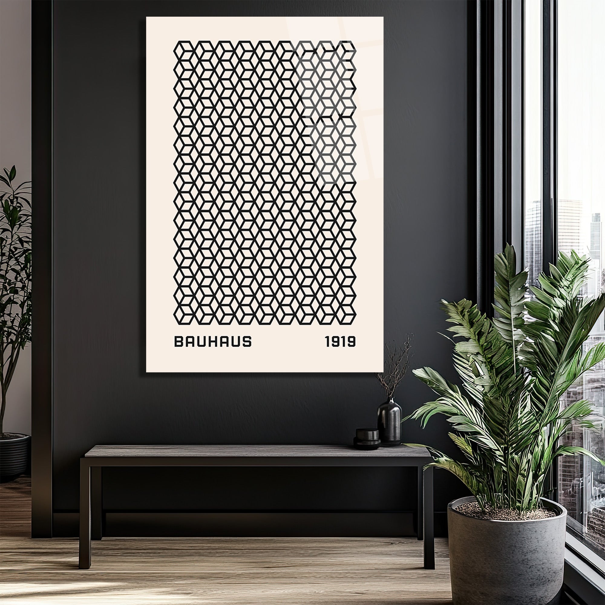 Bauhaus Geometrik Küpler Cam Tablo - Minimalist Sanat Dekorasyonu