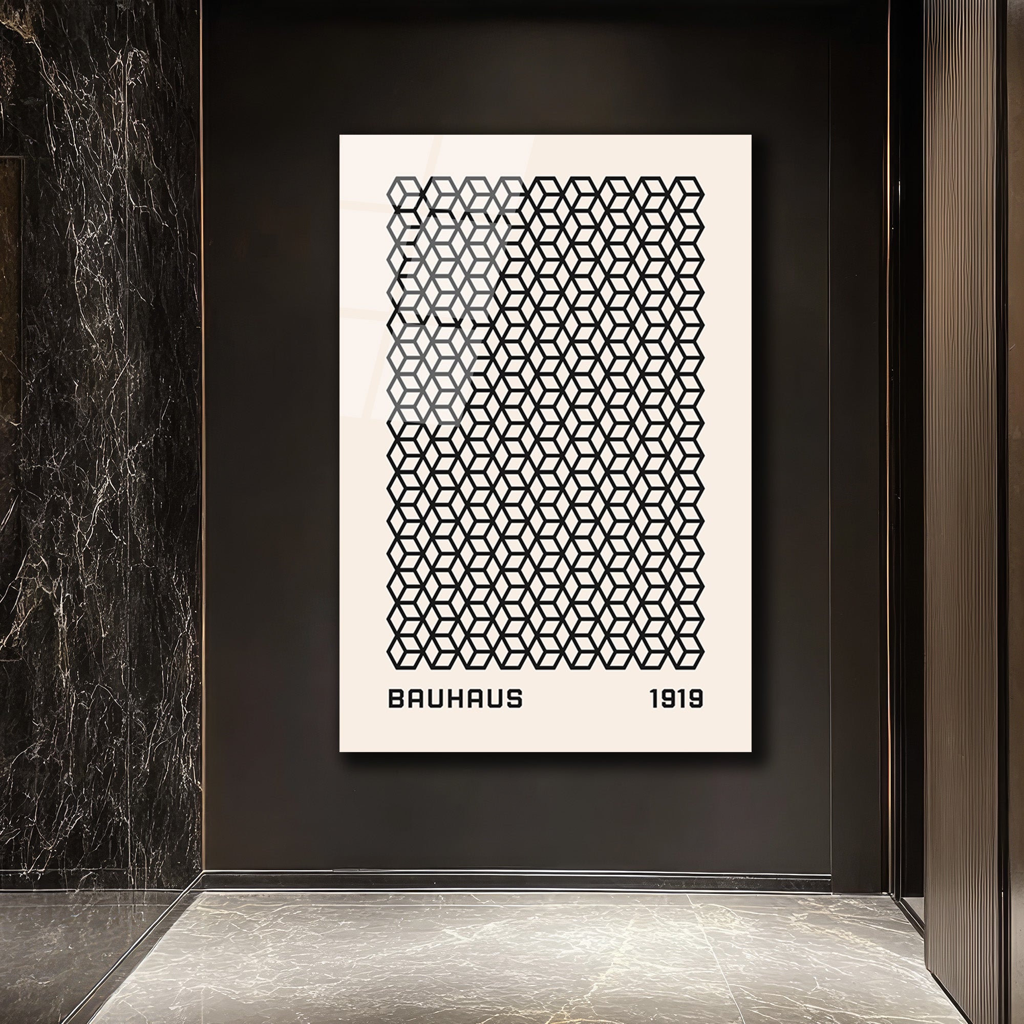 Bauhaus Geometrik Küpler Cam Tablo - Minimalist Sanat Dekorasyonu