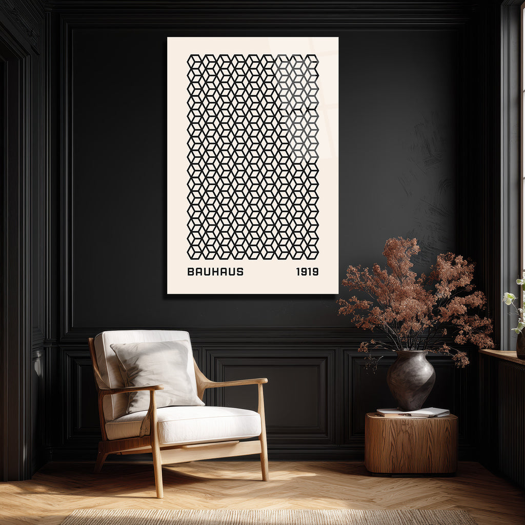 Bauhaus Geometrik Küpler Cam Tablo - Minimalist Sanat Dekorasyonu