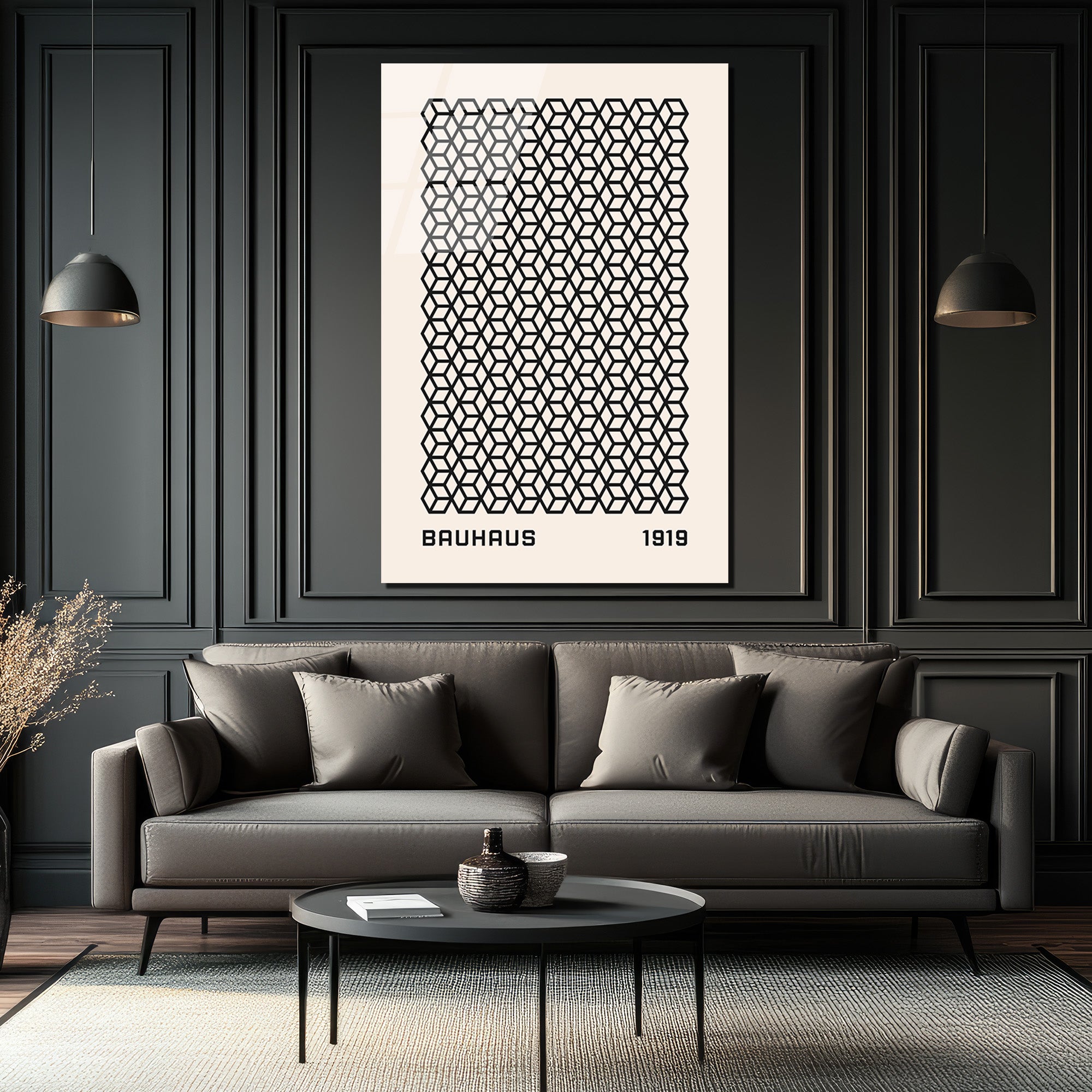 Bauhaus Geometrik Küpler Cam Tablo - Minimalist Sanat Dekorasyonu
