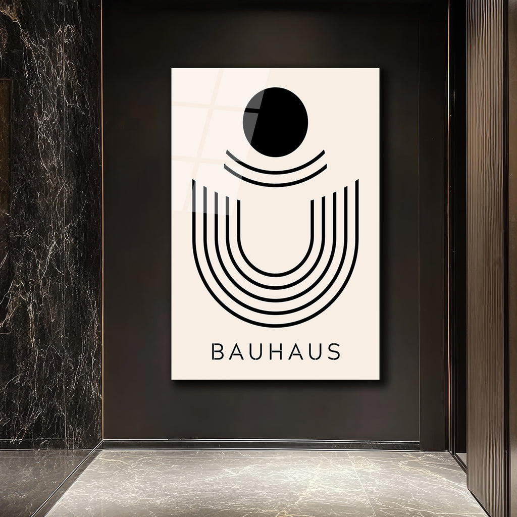 Bauhaus Minimalist Geometrik Sanat Cam Tablo