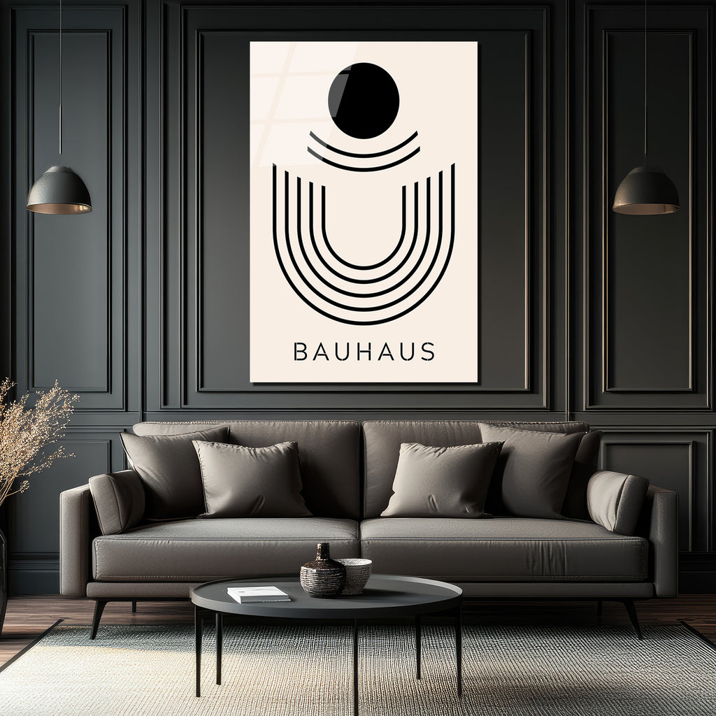 Bauhaus Minimalist Geometrik Sanat Cam Tablo