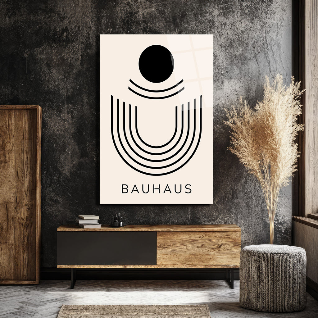 Bauhaus Minimalist Geometrik Sanat Cam Tablo