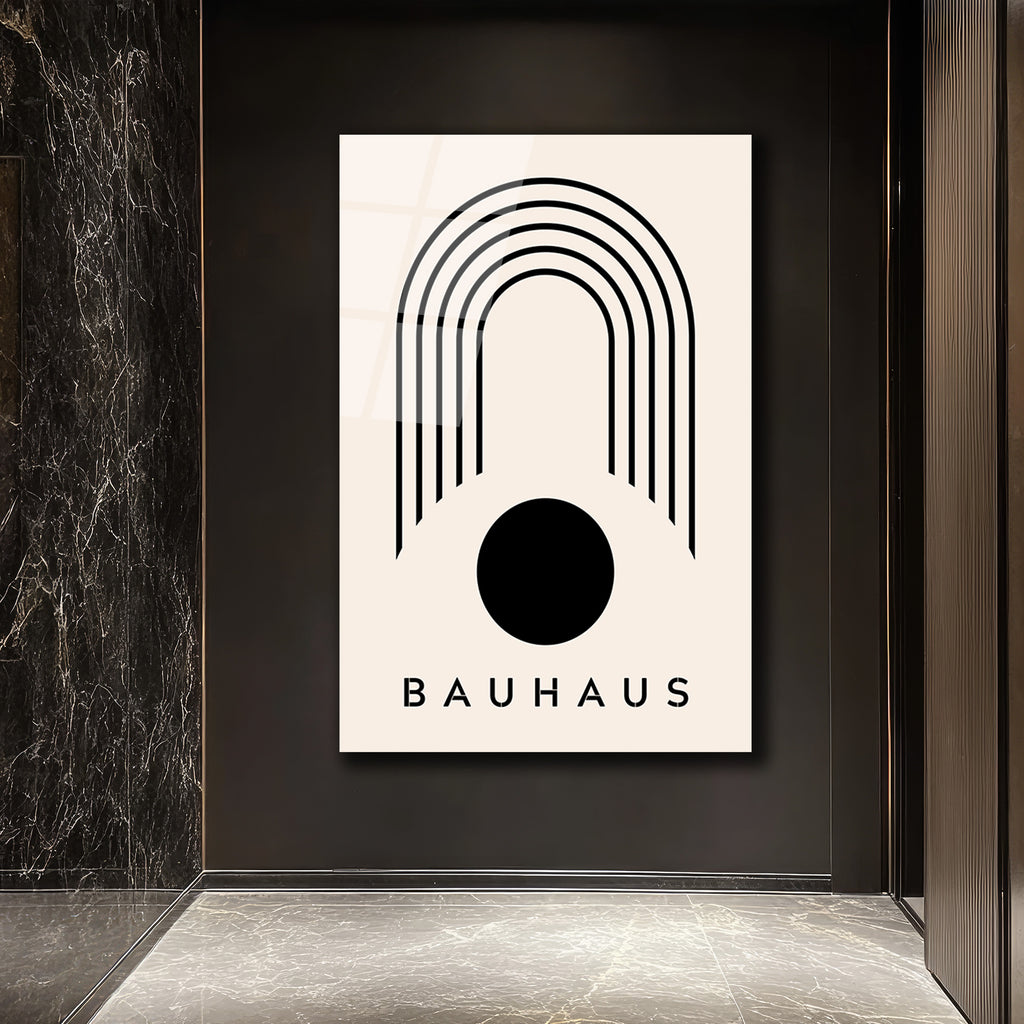 Bauhaus Siyah Geometrik Minimalist Cam Tablo