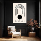 Bauhaus Siyah Geometrik Minimalist Cam Tablo