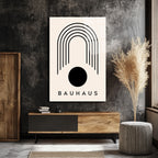 Bauhaus Siyah Geometrik Minimalist Cam Tablo