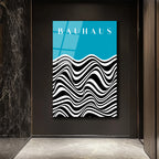 Bauhaus Esintili Dalgalı Optik İllüzyon Cam Tablo