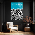 Bauhaus Esintili Dalgalı Optik İllüzyon Cam Tablo