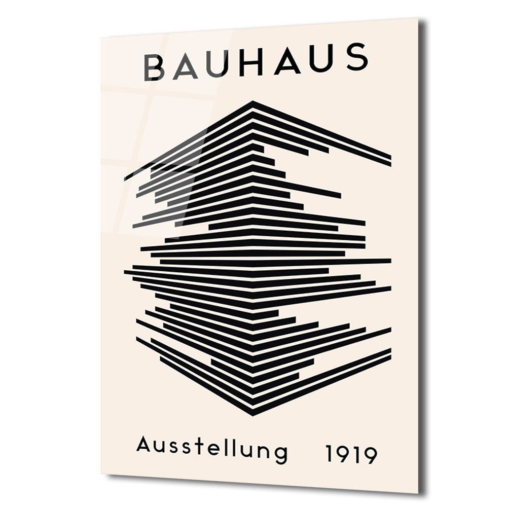 Bauhaus Soyut Çizgiler Modern Tasarım Cam Tablo