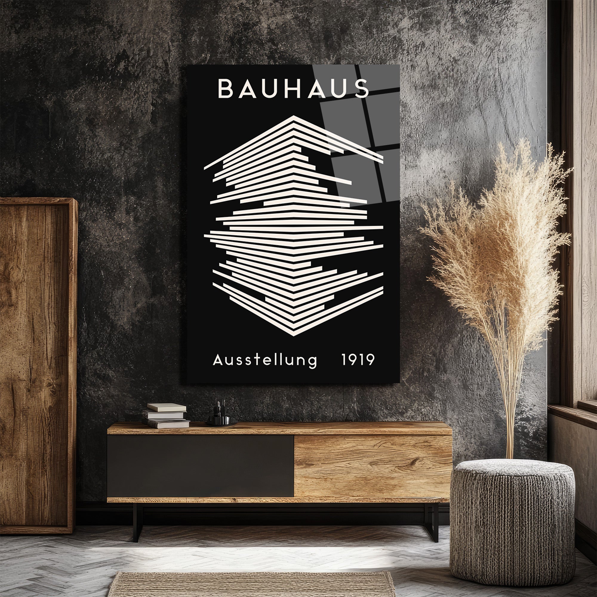 Bauhaus Mimari Tasarım Cam Tablo | Modern Duvar Dekoru