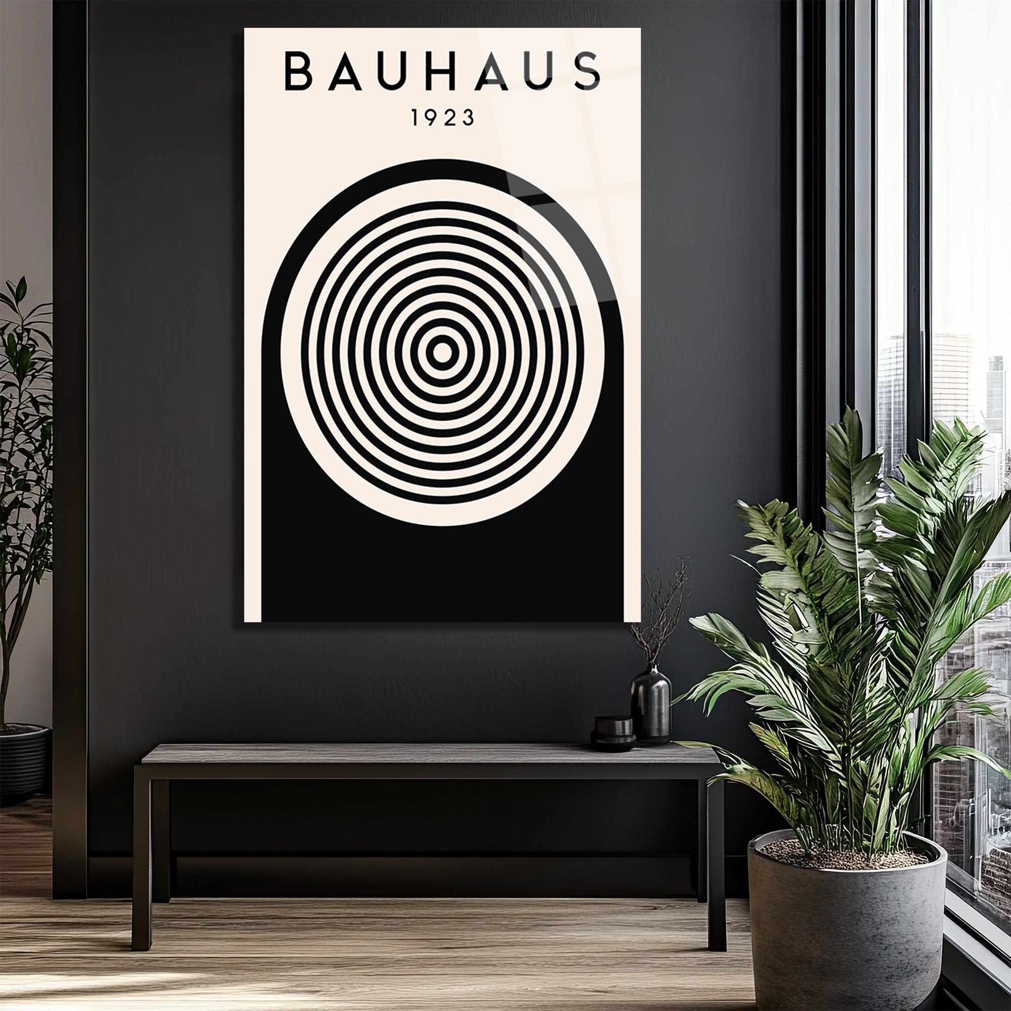Bauhaus 1923 Konsantrik Çemberler Cam Tablo - Modern Sanat İkonu