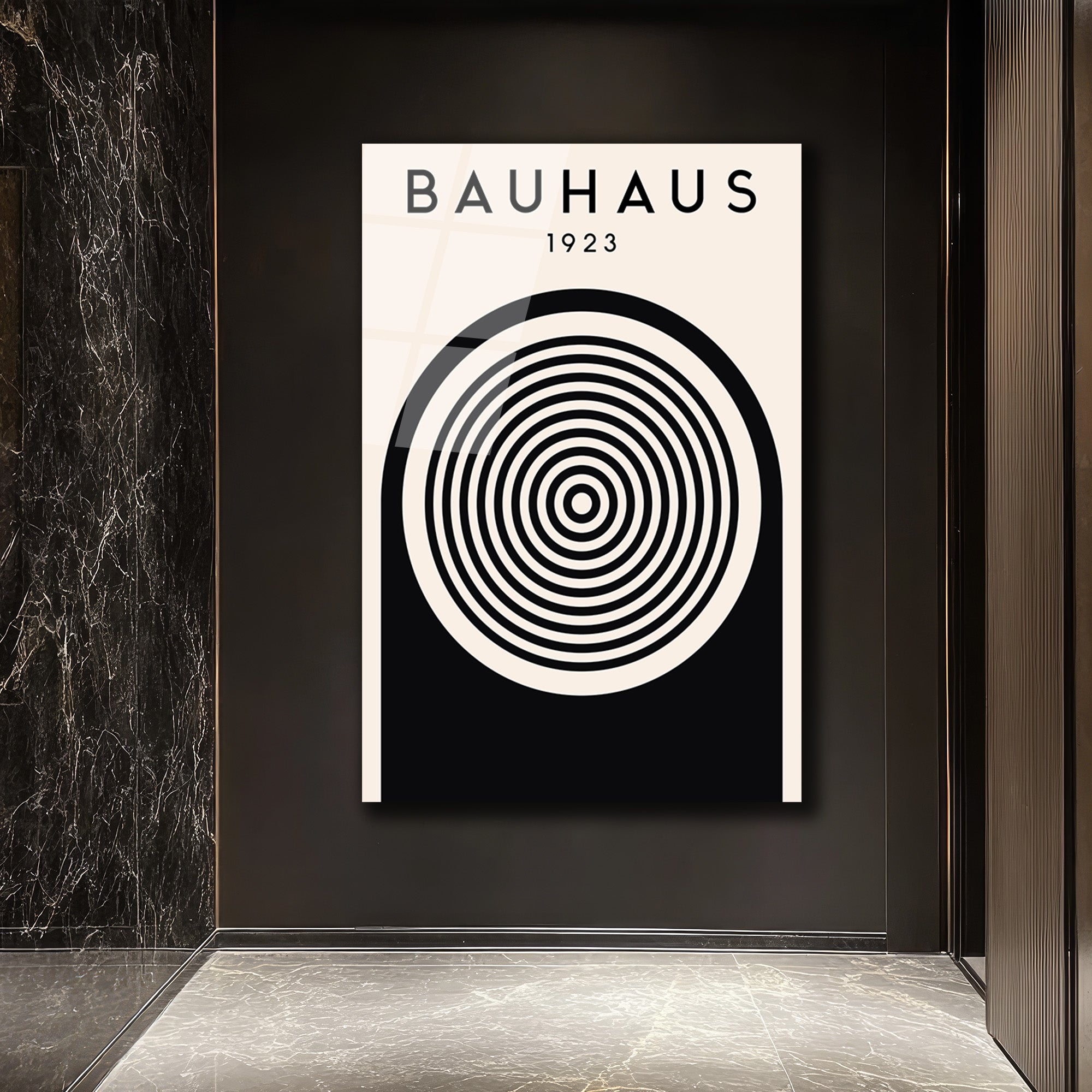 Bauhaus 1923 Konsantrik Çemberler Cam Tablo - Modern Sanat İkonu